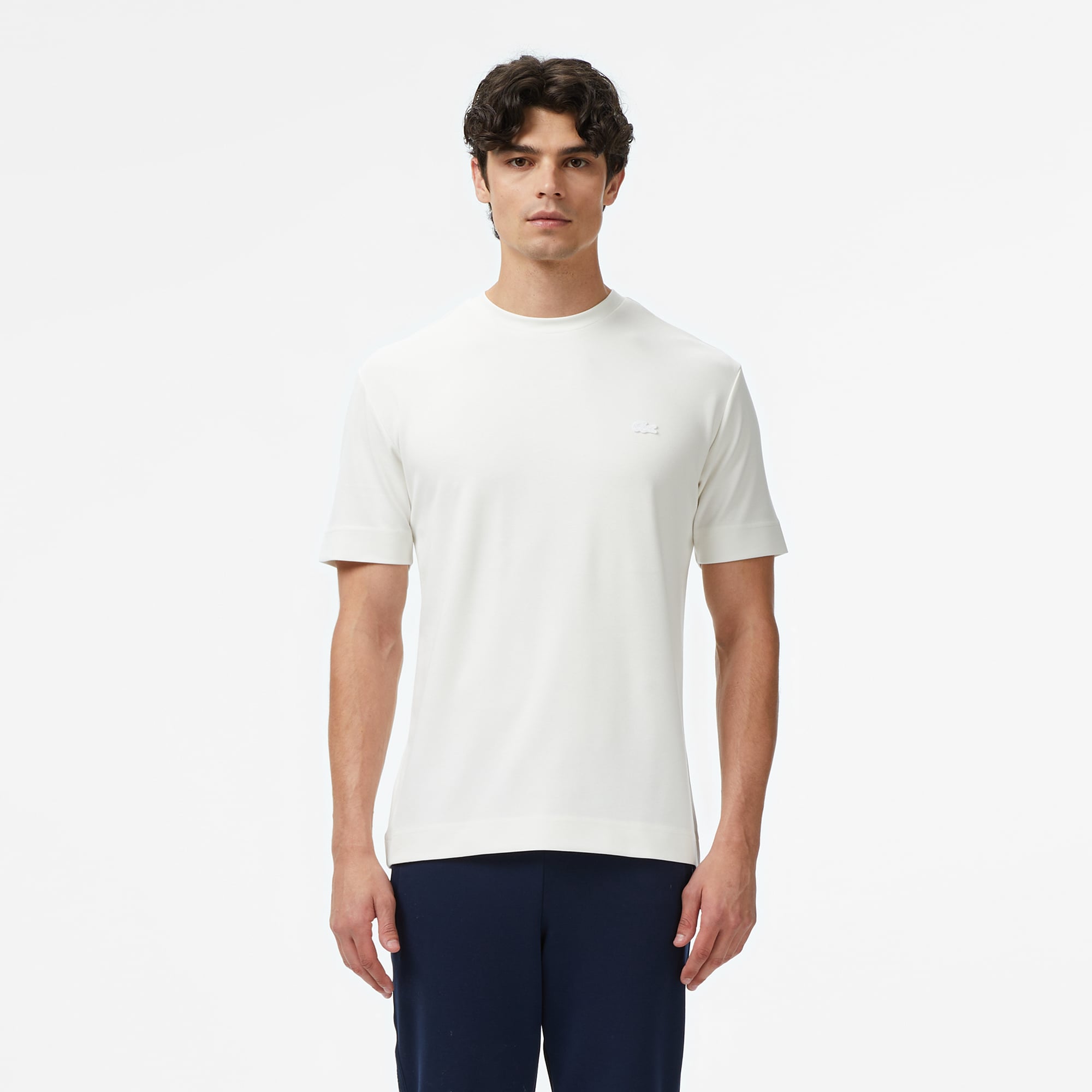  Lacoste Erkek Oversize Fit Bisiklet Yaka Beyaz T-Shirt