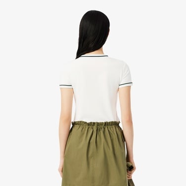  Lacoste Kadın Slim Fit Bisiklet Yaka Beyaz T-Shirt