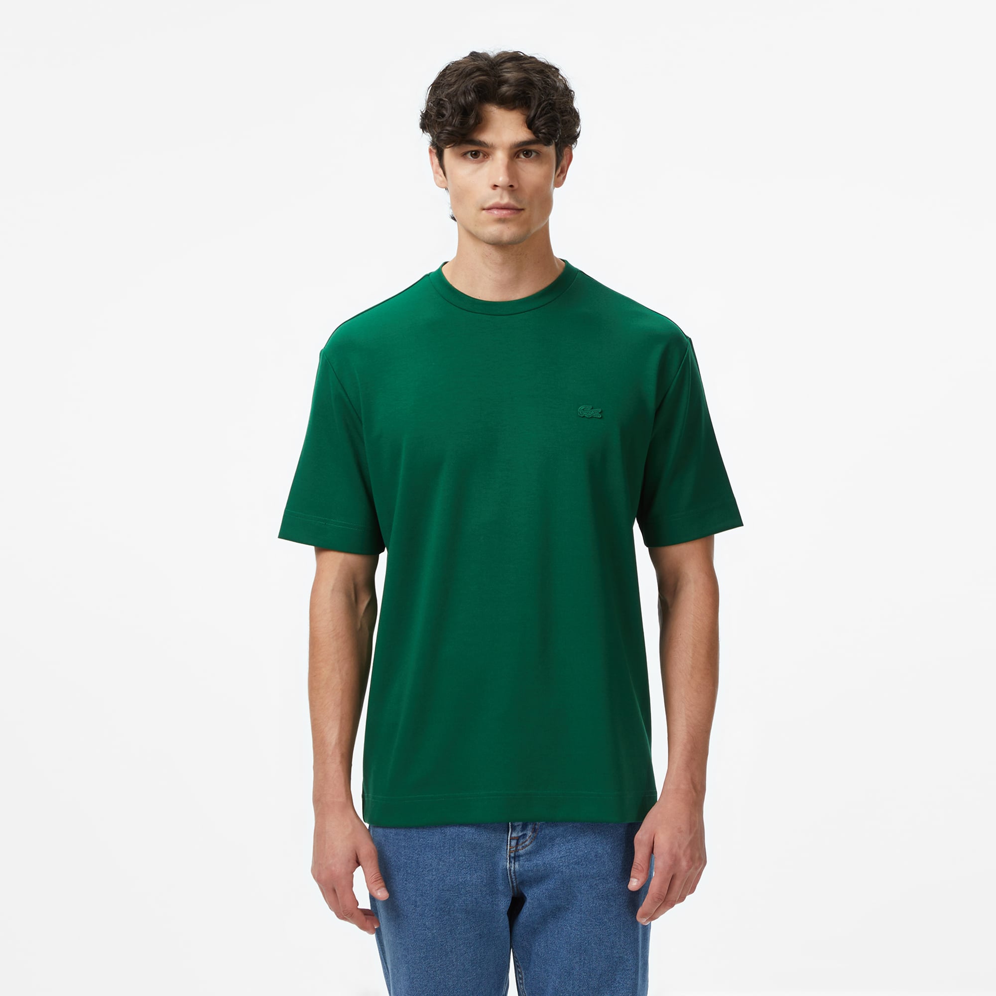  Lacoste Erkek Oversize Fit Bisiklet Yaka Yeşil T-Shirt