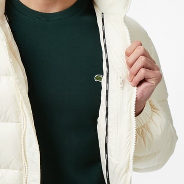  Lacoste Erkek Kapüşonlu Beyaz Mont