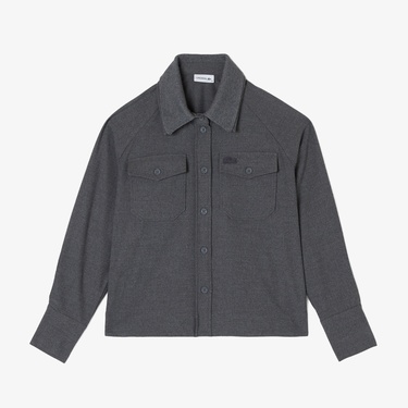  Kadın Regular Fit Koyu Gri Dış Gömlek