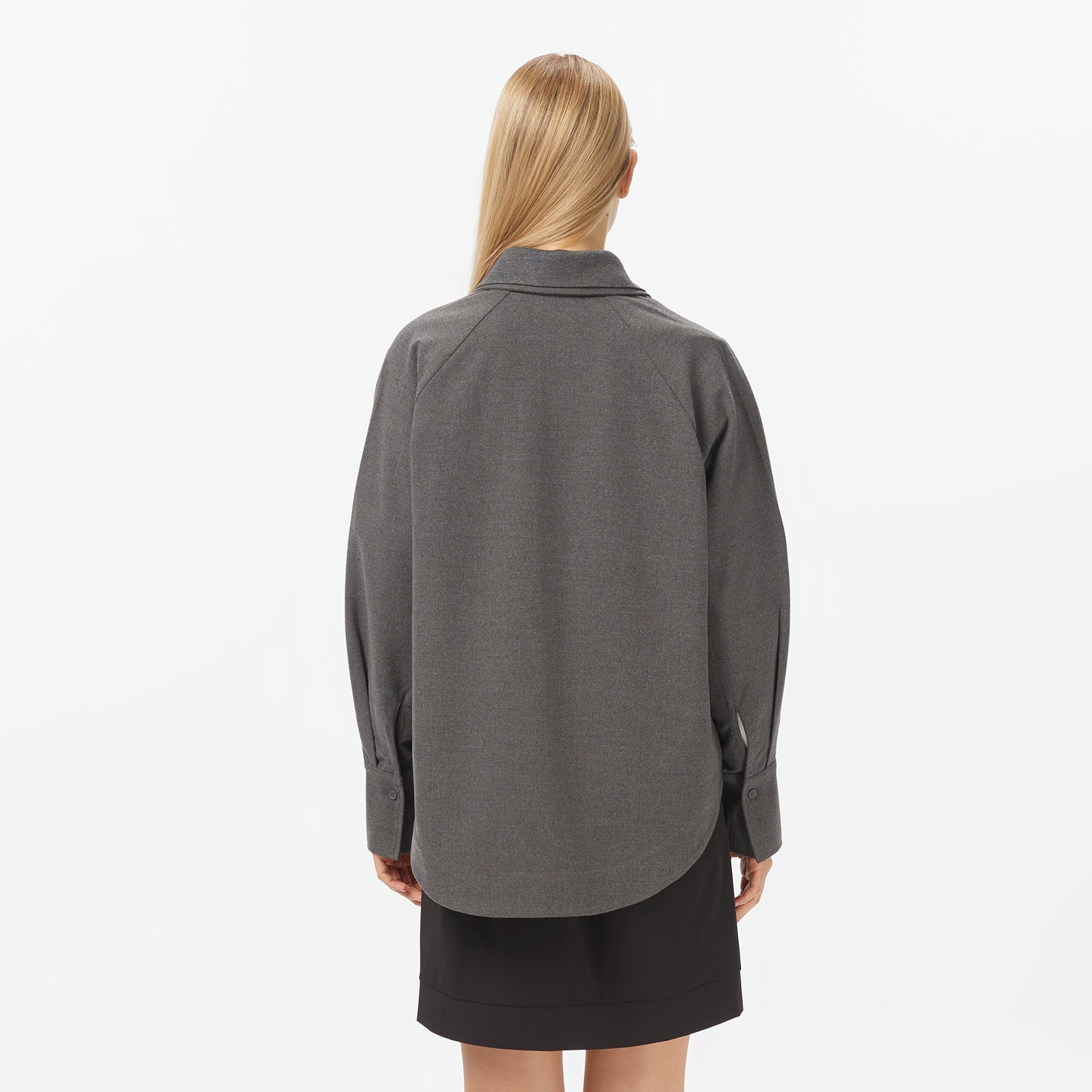 Kadın Regular Fit Koyu Gri Dış Gömlek