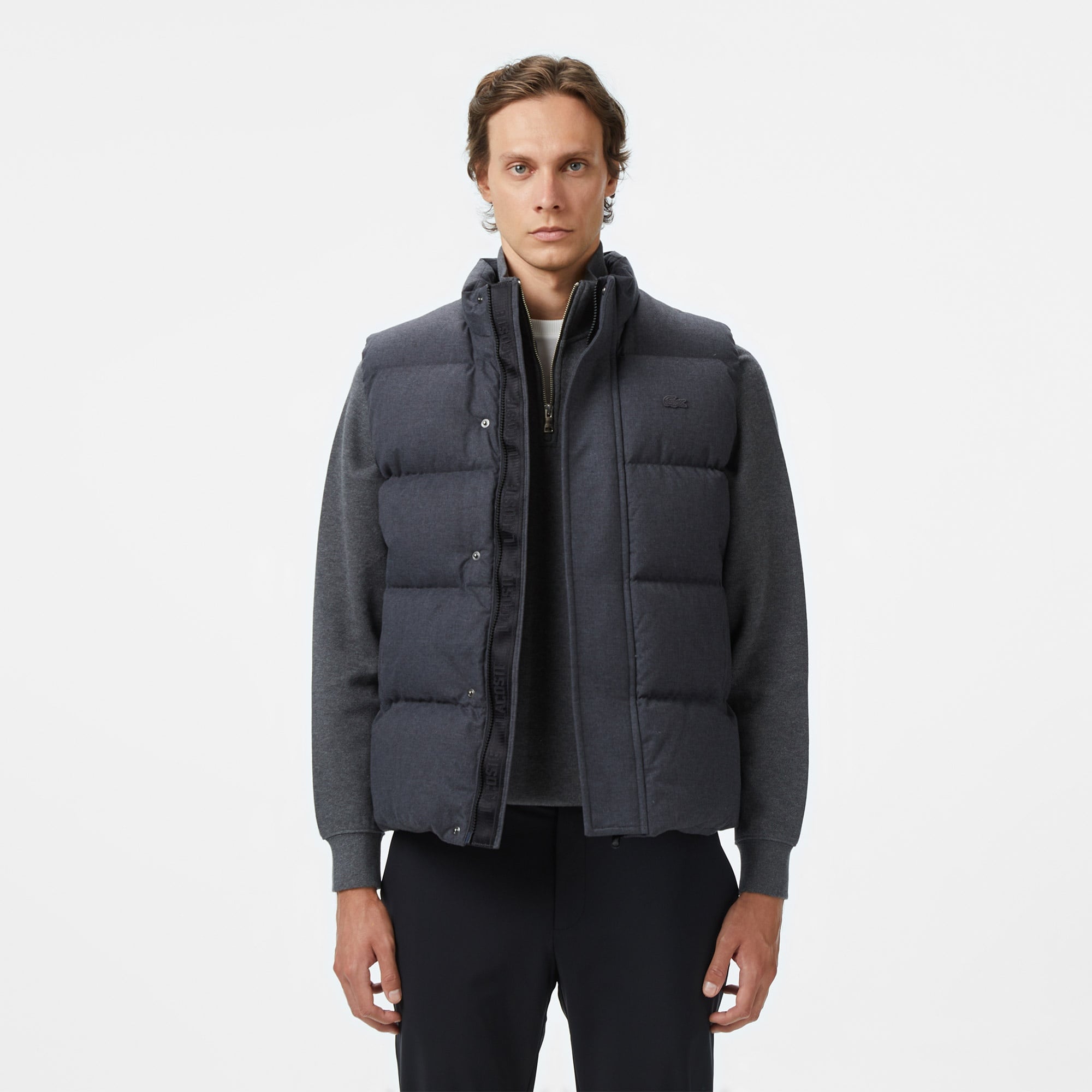 Lacoste Erkek Dik Yaka Koyu Gri Yelek