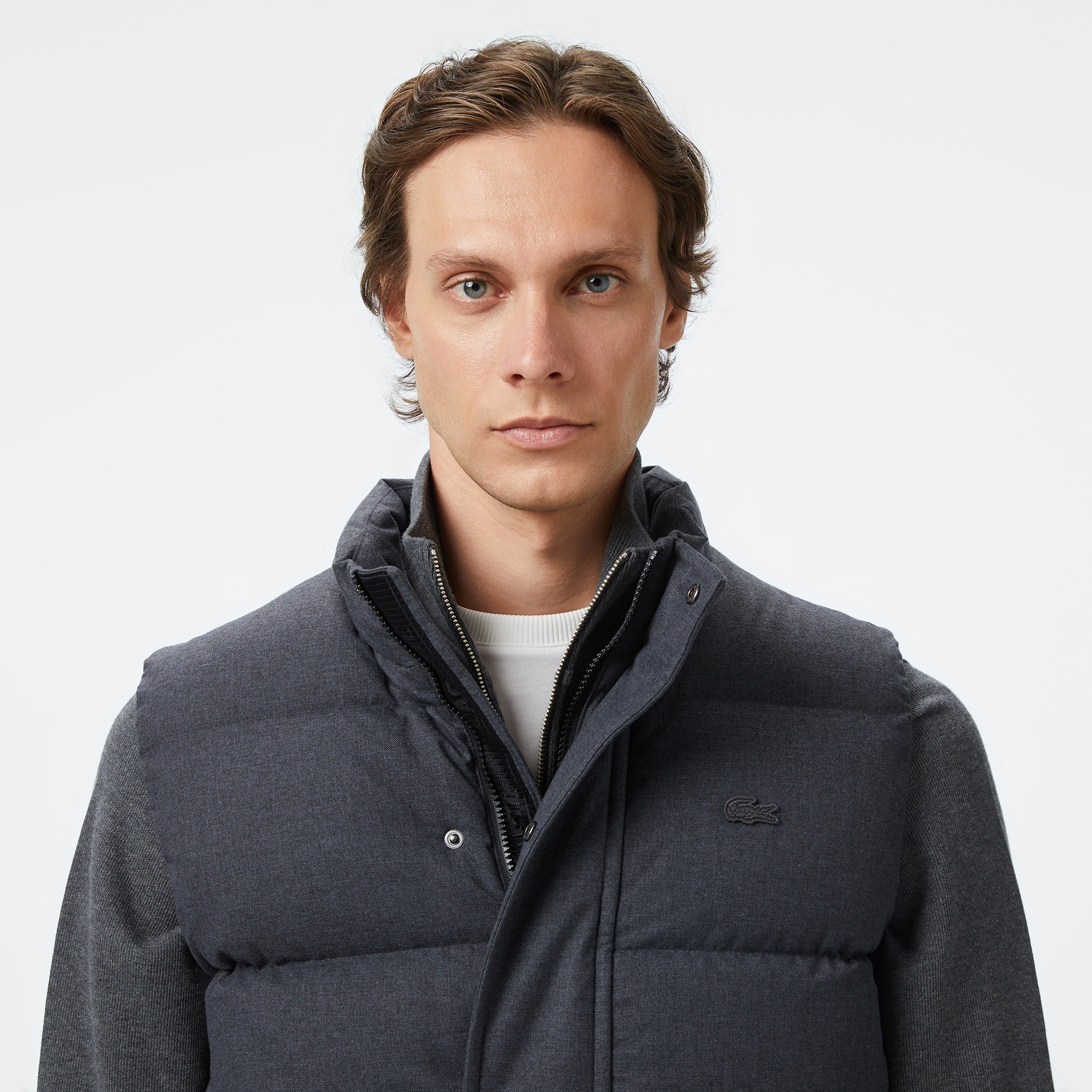 Lacoste Erkek Dik Yaka Koyu Gri Yelek