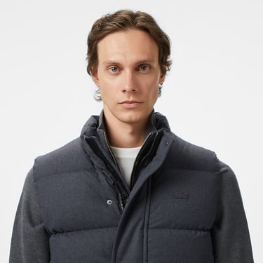  Lacoste Erkek Dik Yaka Koyu Gri Yelek