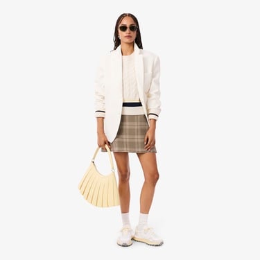  Lacoste Kadın Classic Fit Kareli Kahverengi Etek