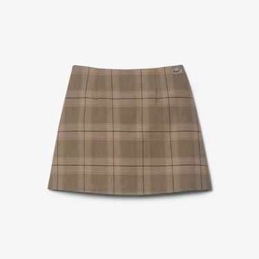  Lacoste Kadın Classic Fit Kareli Kahverengi Etek