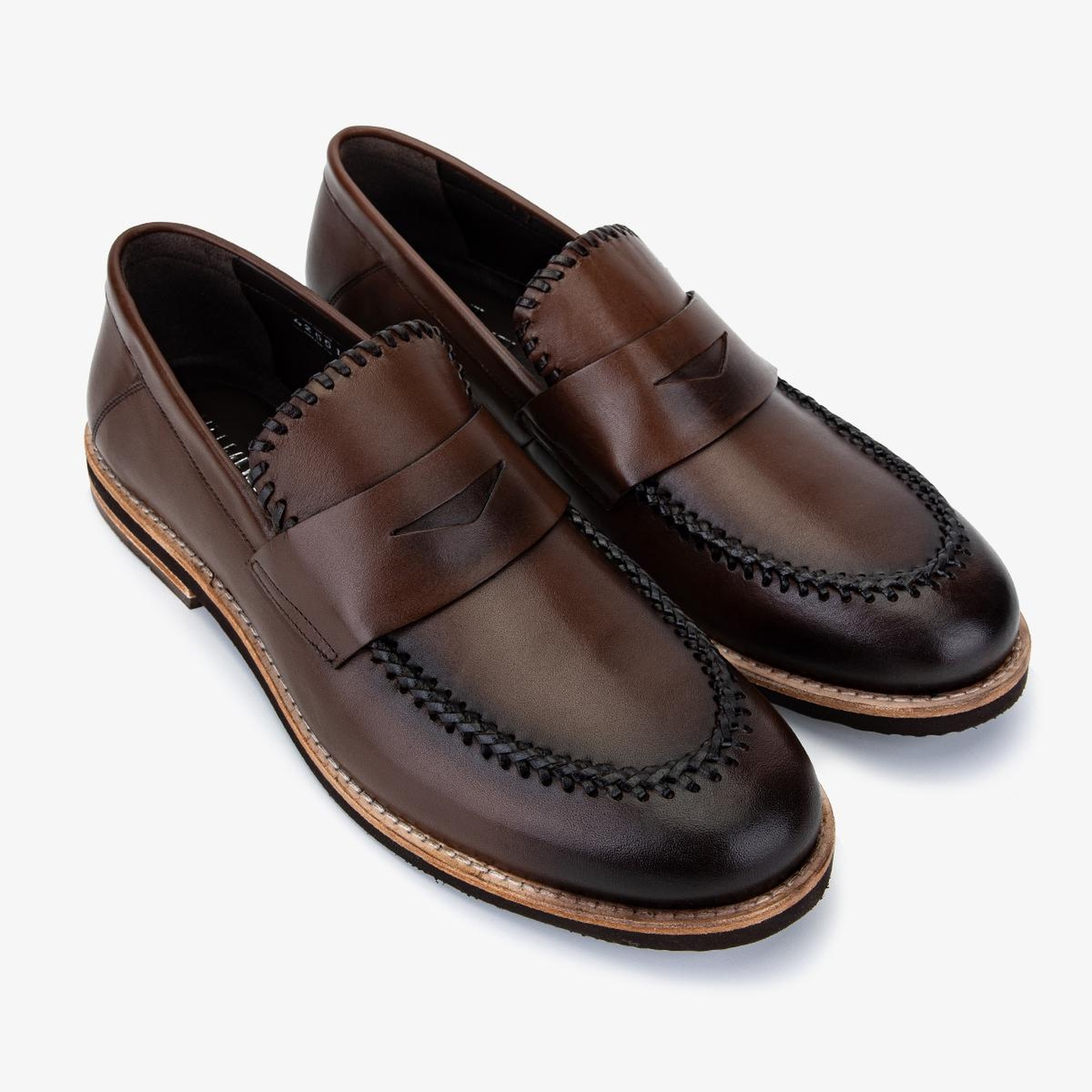 Valmenti Erkek Hakiki Deri Kahverengi Loafer Ayakkabı