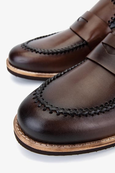  Valmenti Erkek Hakiki Deri Kahverengi Loafer Ayakkabı