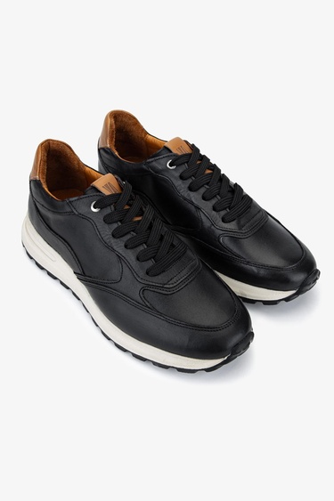  Valmenti Erkek Hakiki Deri Siyah Deri Sneakers & Spor Ayakkabı