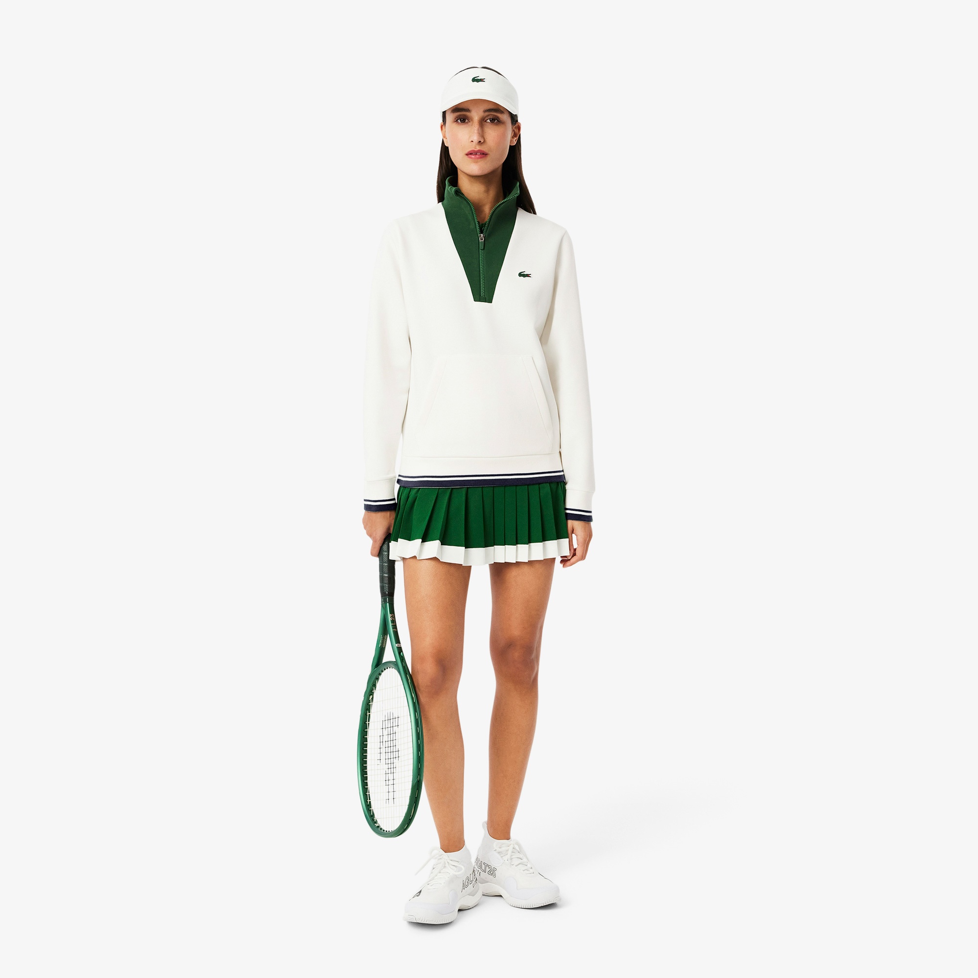 Lacoste Tennis Heritage UV Protect Kadın Beyaz Sweatshirt