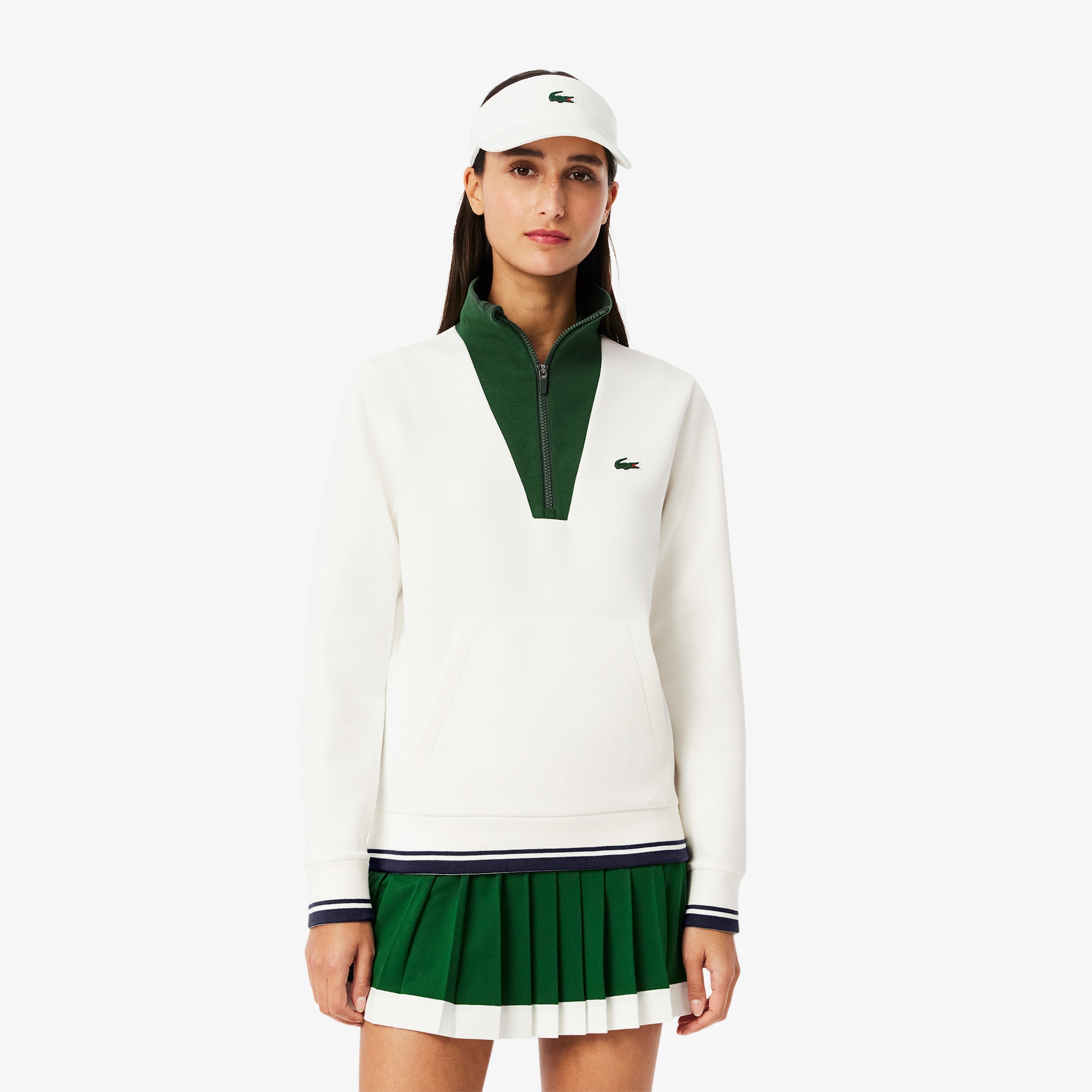 Lacoste Tennis Heritage UV Protect Kadın Beyaz Sweatshirt