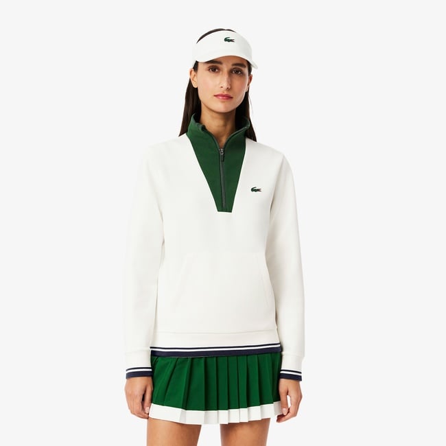  Lacoste Tennis Heritage UV Protect Kadın Beyaz Sweatshirt