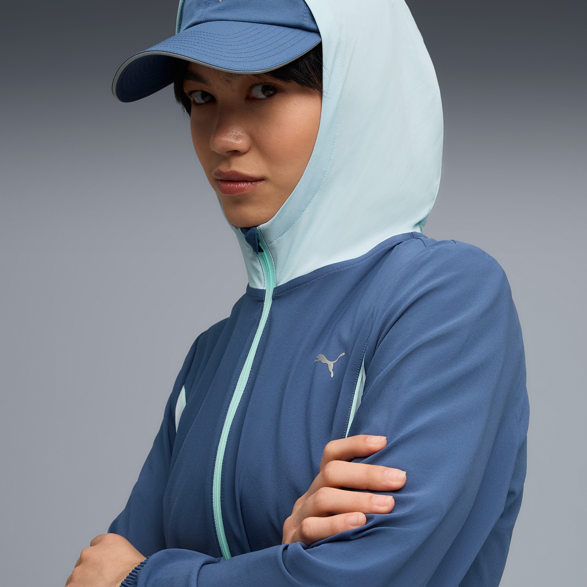 Puma Run Velocity Woven Kadın Lacivert Koşu Ceketi