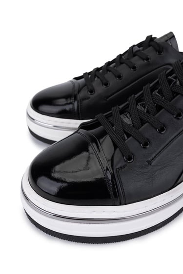  Tamer Tanca Erkek Hakiki Deri Siyah Sneakers & Spor Ayakkabı