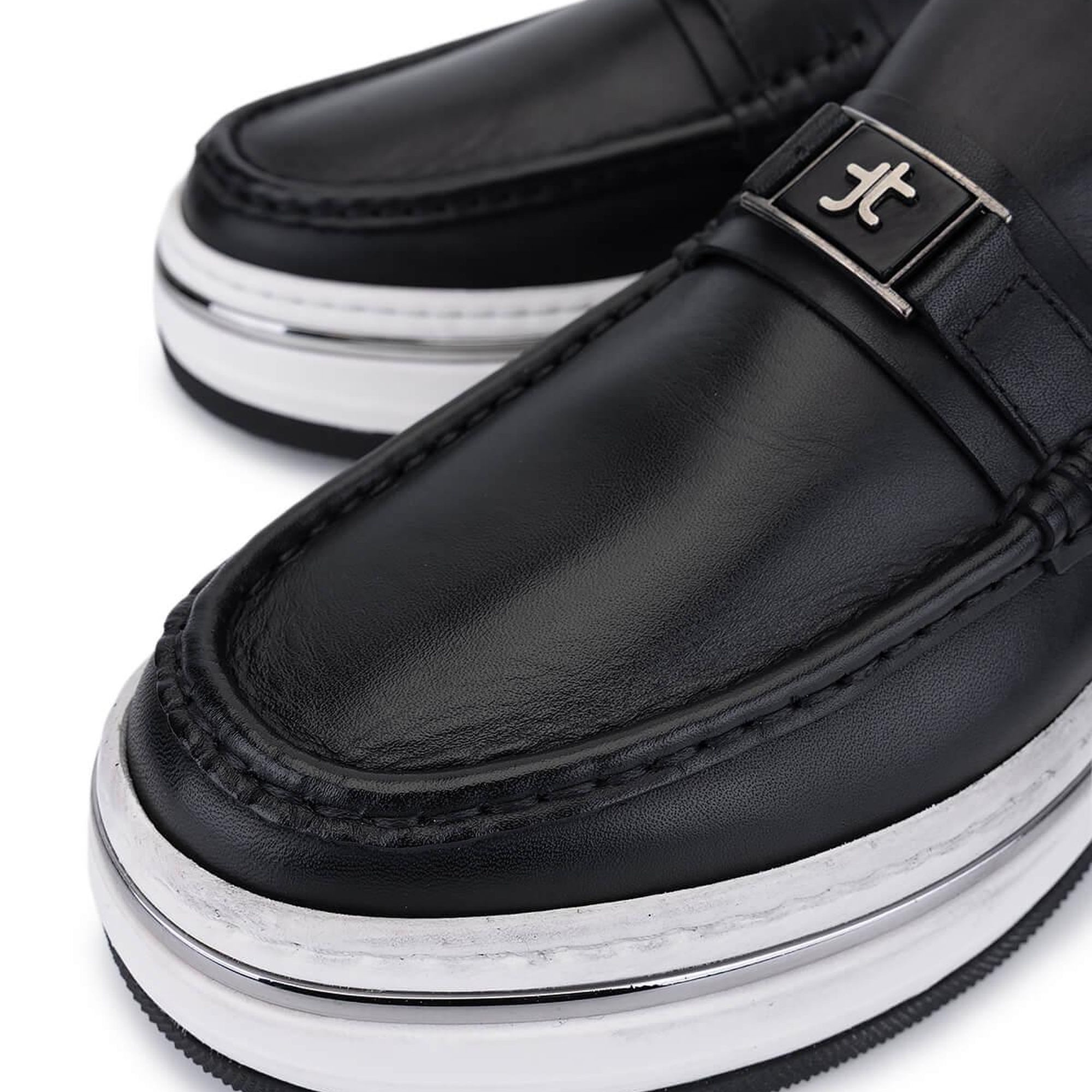 Tamer Tanca Erkek Hakiki Deri Siyah Deri Loafer Ayakkabı