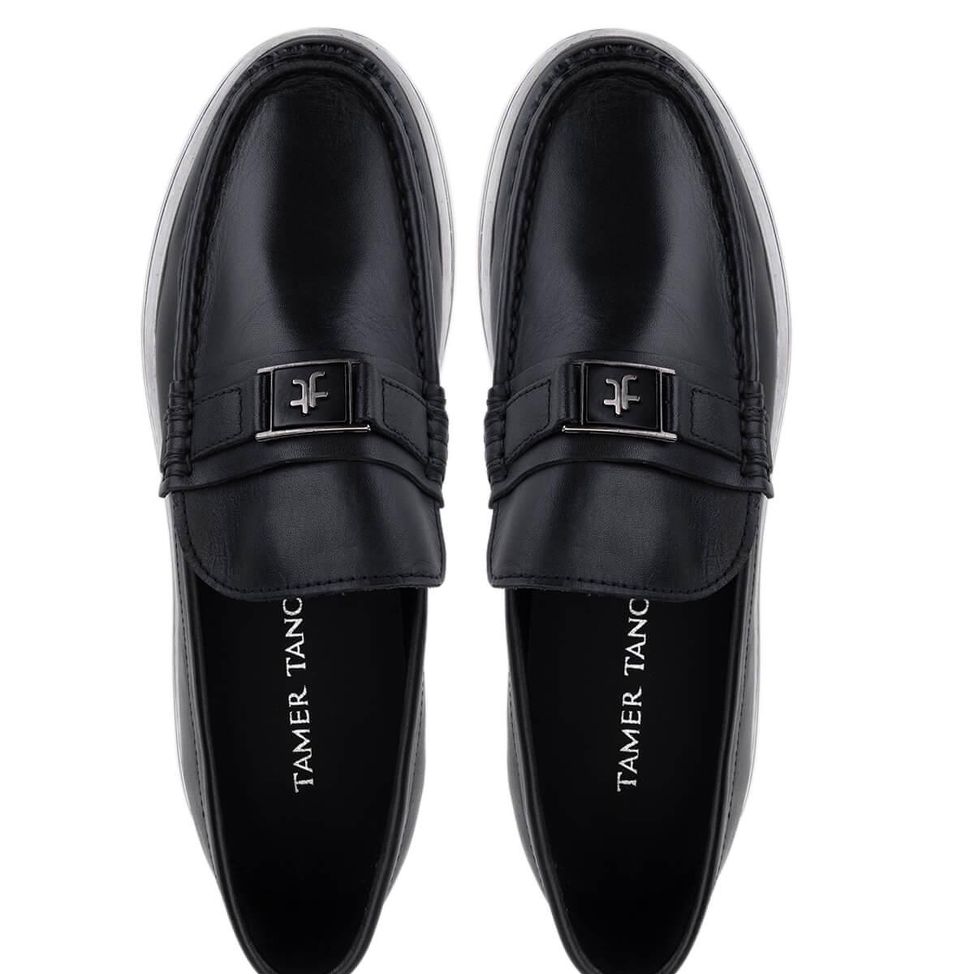 Tamer Tanca Erkek Hakiki Deri Siyah Deri Loafer Ayakkabı