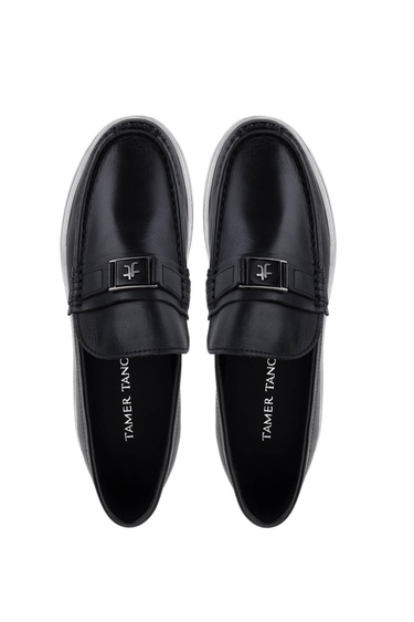  Tamer Tanca Erkek Hakiki Deri Siyah Deri Loafer Ayakkabı