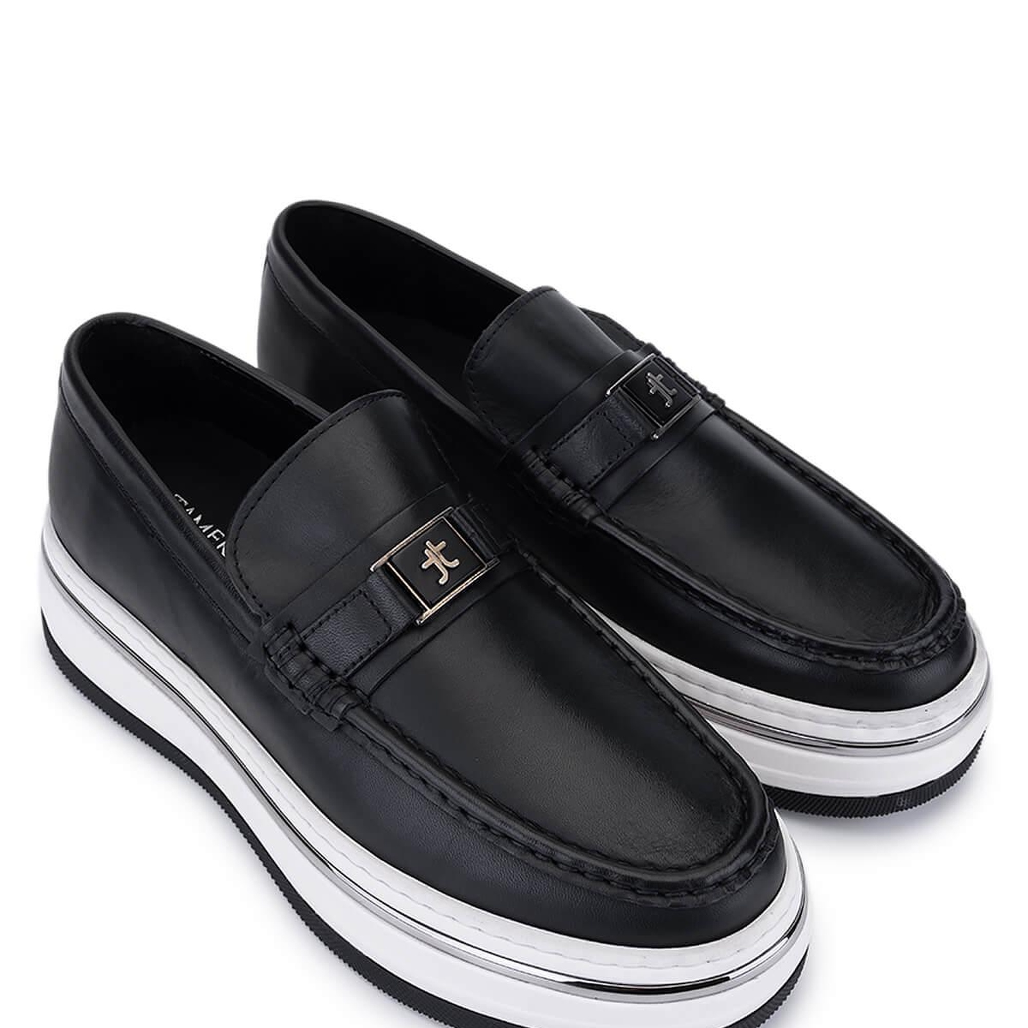 Tamer Tanca Erkek Hakiki Deri Siyah Deri Loafer Ayakkabı