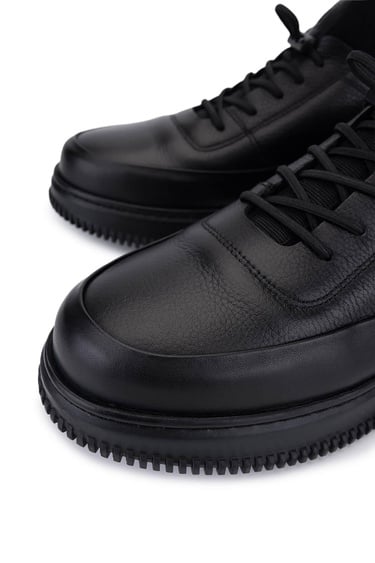  Tamer Tanca Erkek Hakiki Deri Siyah Casual Ayakkabı