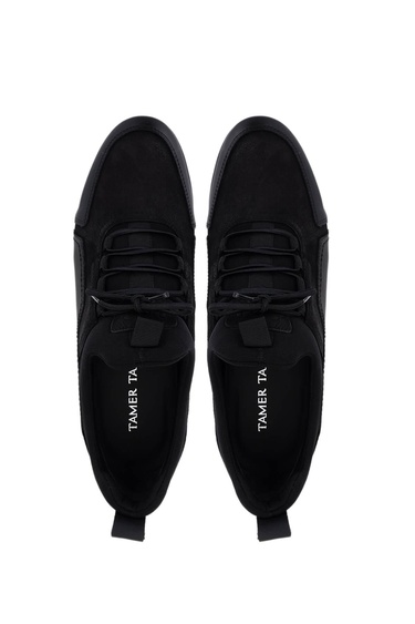  Tamer Tanca Erkek Hakiki Deri Siyah Nubuk Sneakers & Spor Ayakkabı