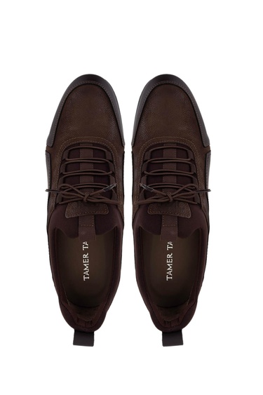  Tamer Tanca Erkek Hakiki Deri Kahverengi Nubuk Sneakers & Spor Ayakkabı