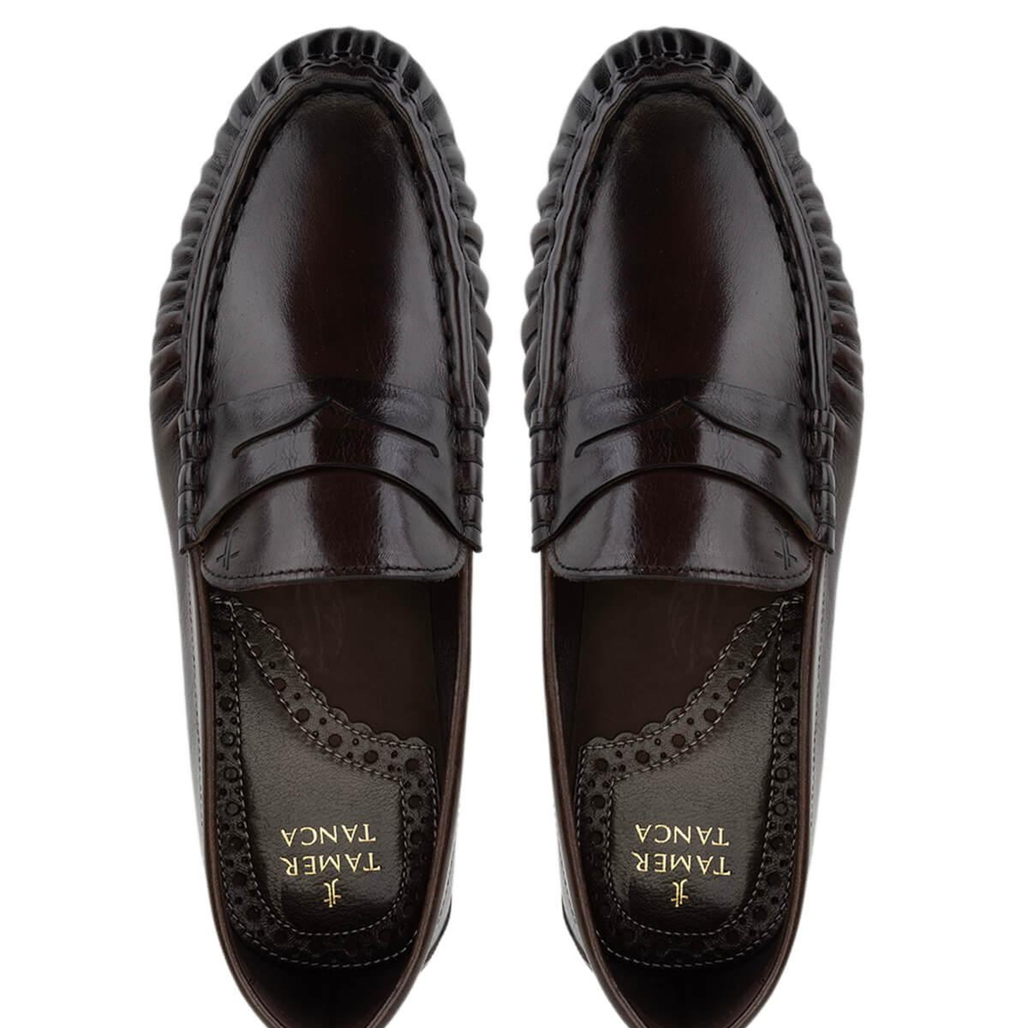 Tamer Tanca Erkek Hakiki Deri Kahverengi Makosen Ayakkabı