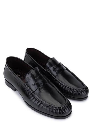  Tamer Tanca Erkek Hakiki Deri Siyah Makosen Ayakkabı