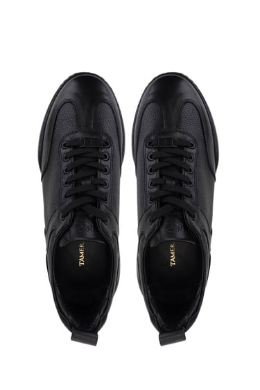  Tamer Tanca Erkek Hakiki Deri Siyah Sneakers & Spor Ayakkabı