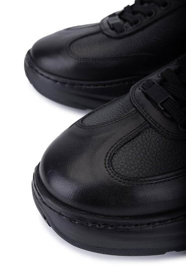  Tamer Tanca Erkek Hakiki Deri Siyah Sneakers & Spor Ayakkabı