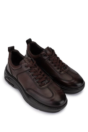  Tamer Tanca Erkek Hakiki Deri Kahverengi Sneakers & Spor Ayakkabı
