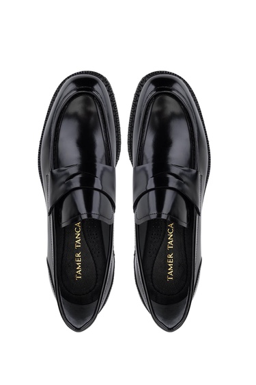  Tamer Tanca Erkek Hakiki Deri Siyah Açma Loafer Ayakkabı