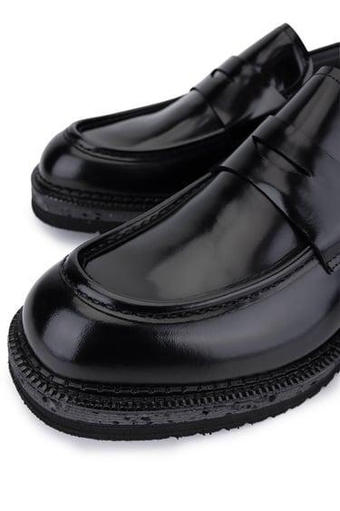  Tamer Tanca Erkek Hakiki Deri Siyah Açma Loafer Ayakkabı