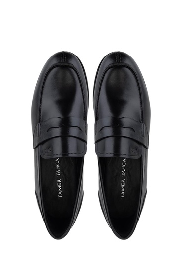  Tamer Tanca Erkek Hakiki Deri Siyah Loafer Ayakkabı