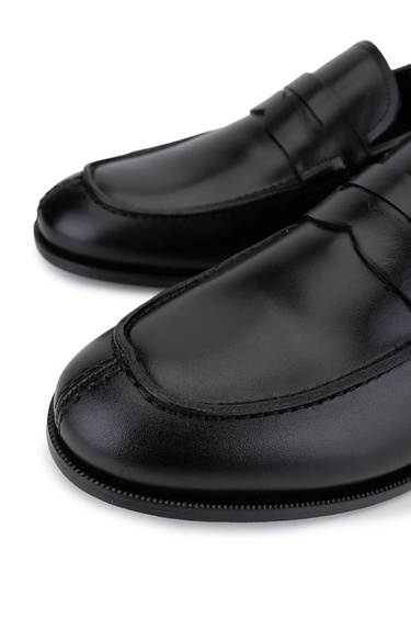  Tamer Tanca Erkek Hakiki Deri Siyah Loafer Ayakkabı