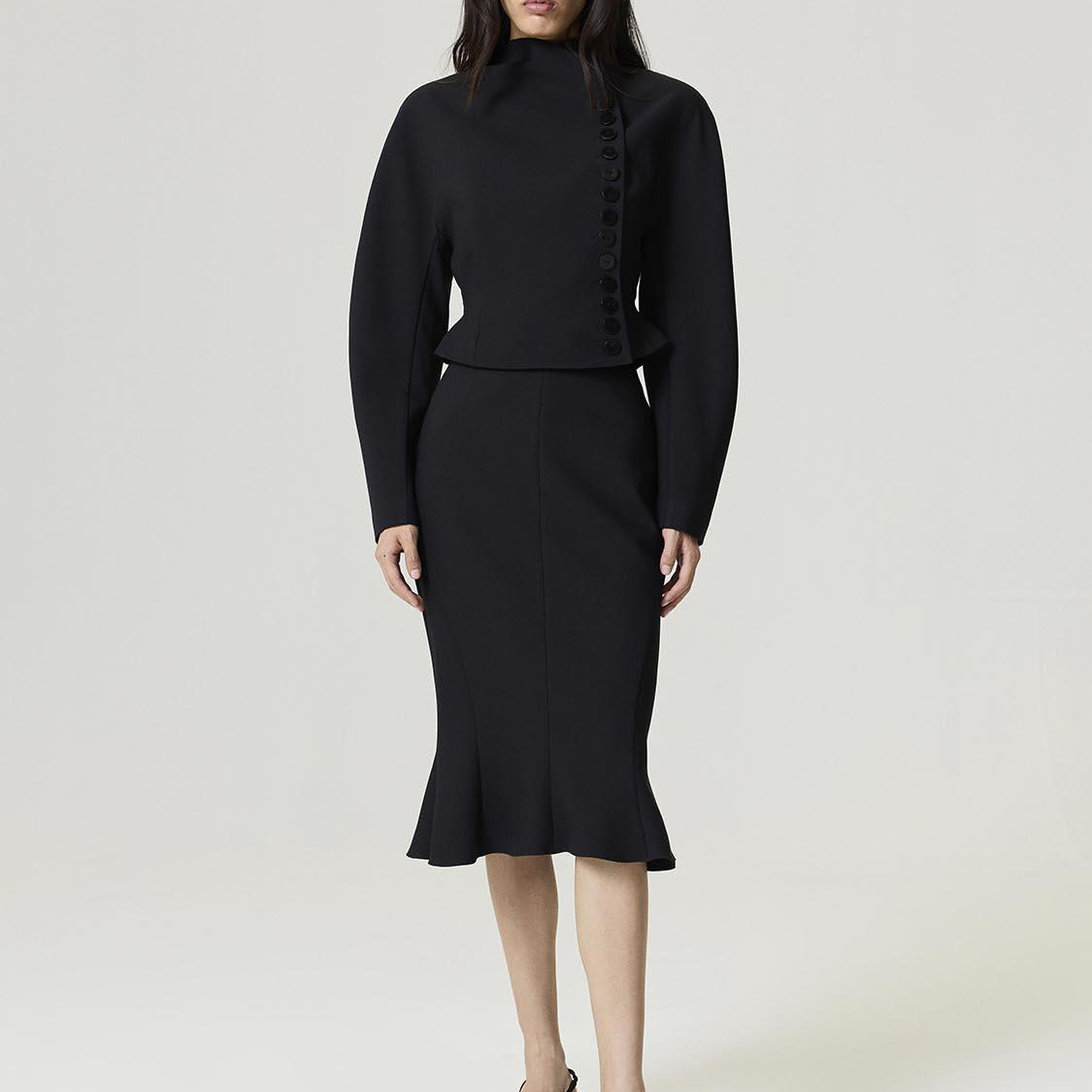 Asimetrik Düğme Kapamalı Ceket