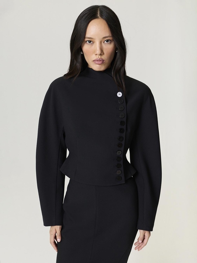  Asimetrik Düğme Kapamalı Ceket