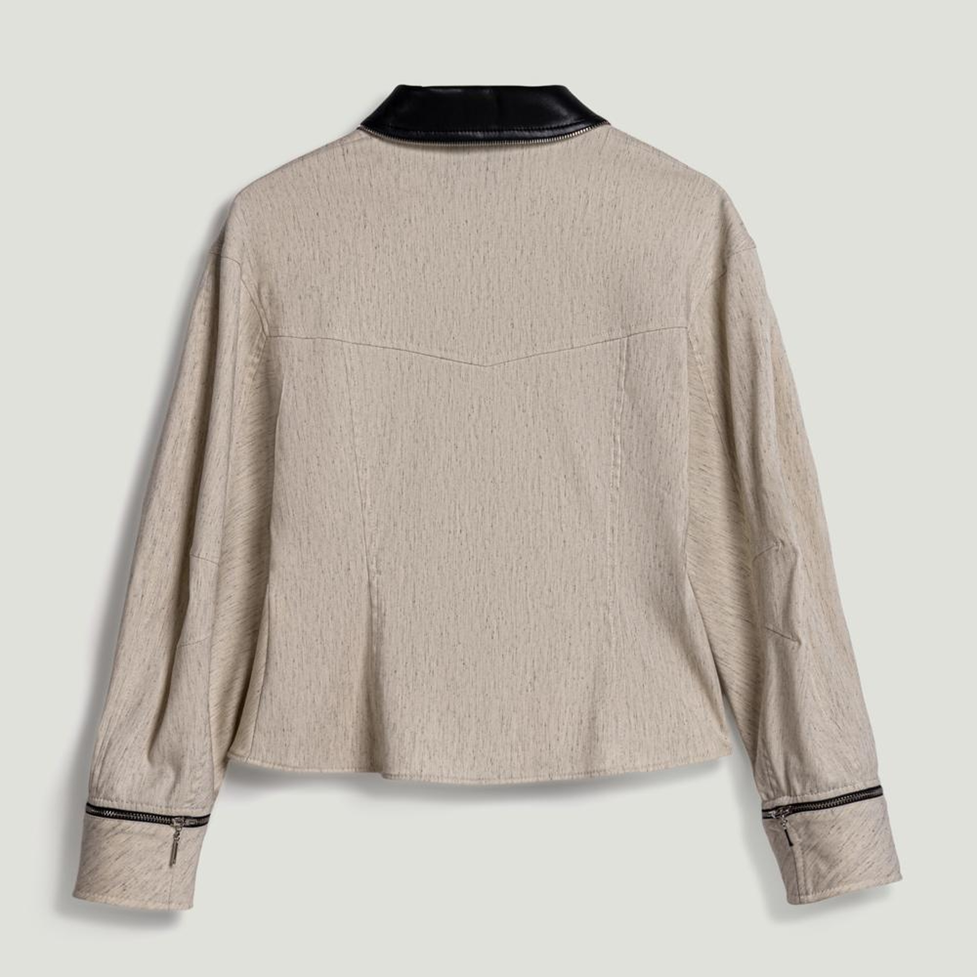 Deri ve Fermuar Detaylı Gömlek