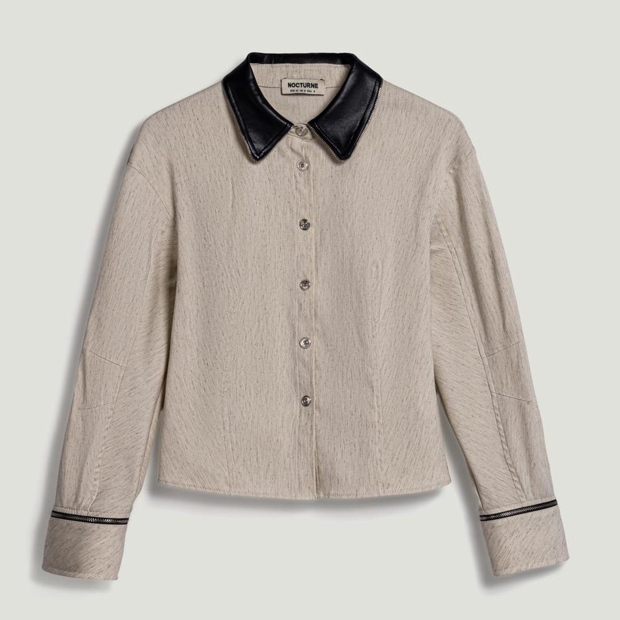 Deri ve Fermuar Detaylı Gömlek