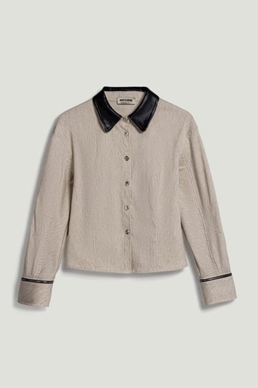  Deri ve Fermuar Detaylı Gömlek