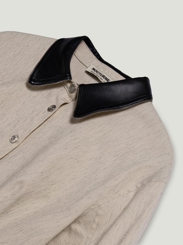  Deri ve Fermuar Detaylı Gömlek