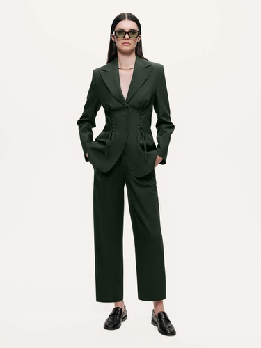  Pileli Yüksek Bel Pantolon