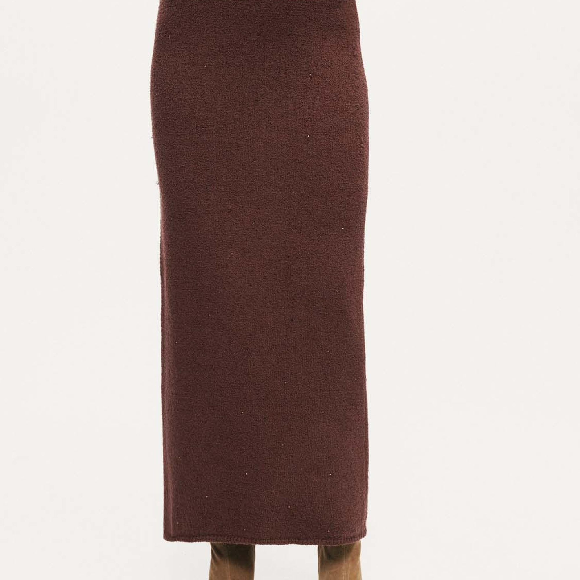 Taş Detaylı Triko Maxi Etek