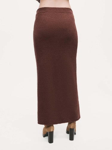  Taş Detaylı Triko Maxi Etek