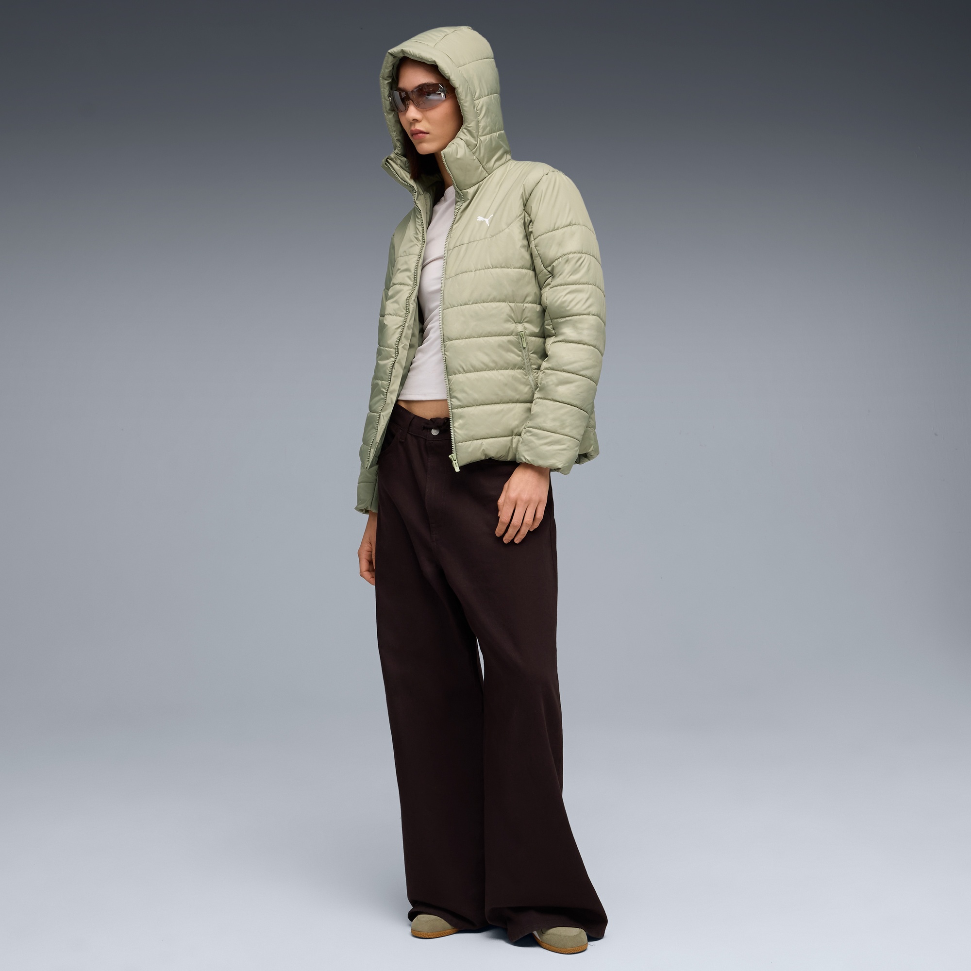 Puma Ess Hooded Padded Kadın Yeşil Mont