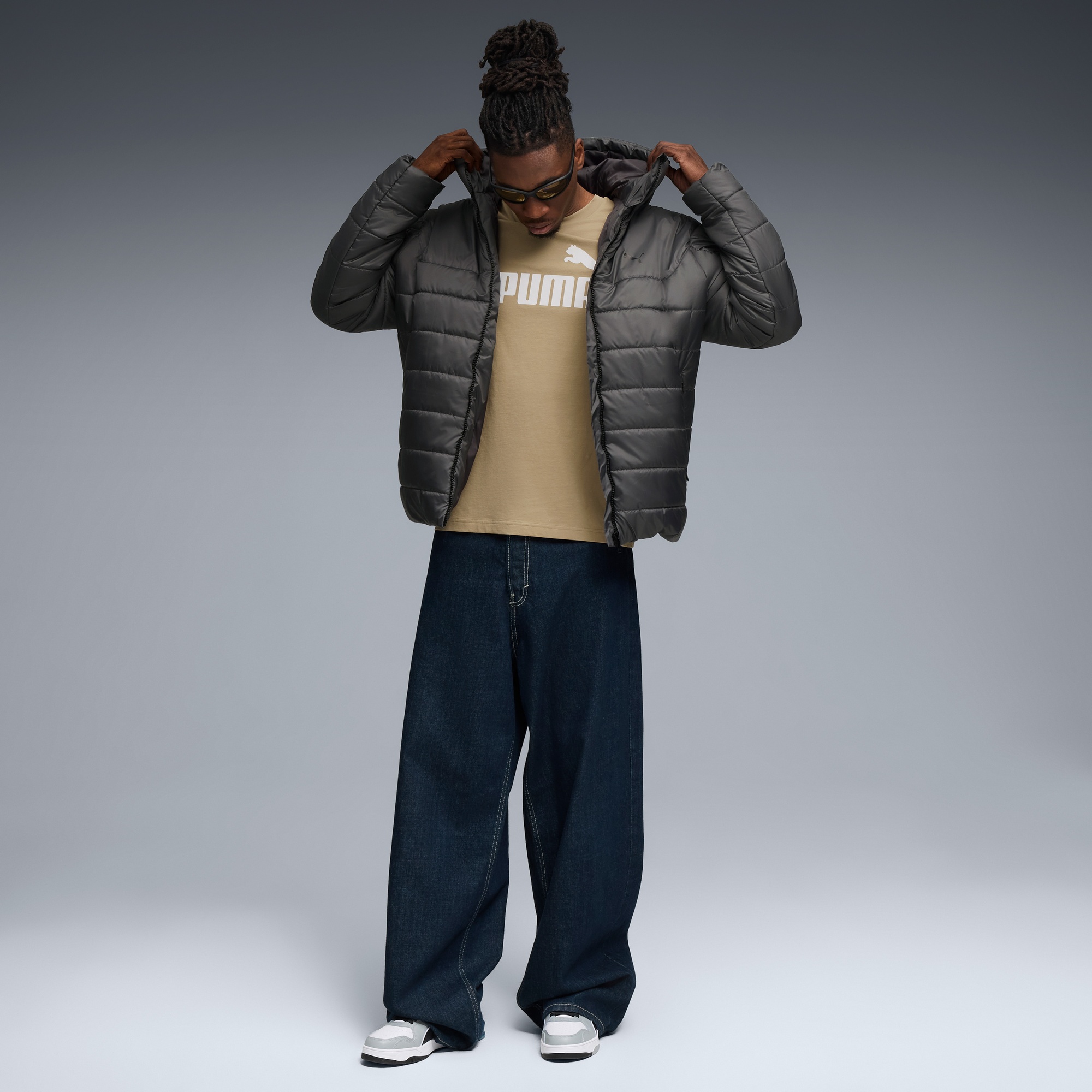 Puma Ess Hooded Padded Erkek Gri Ceket