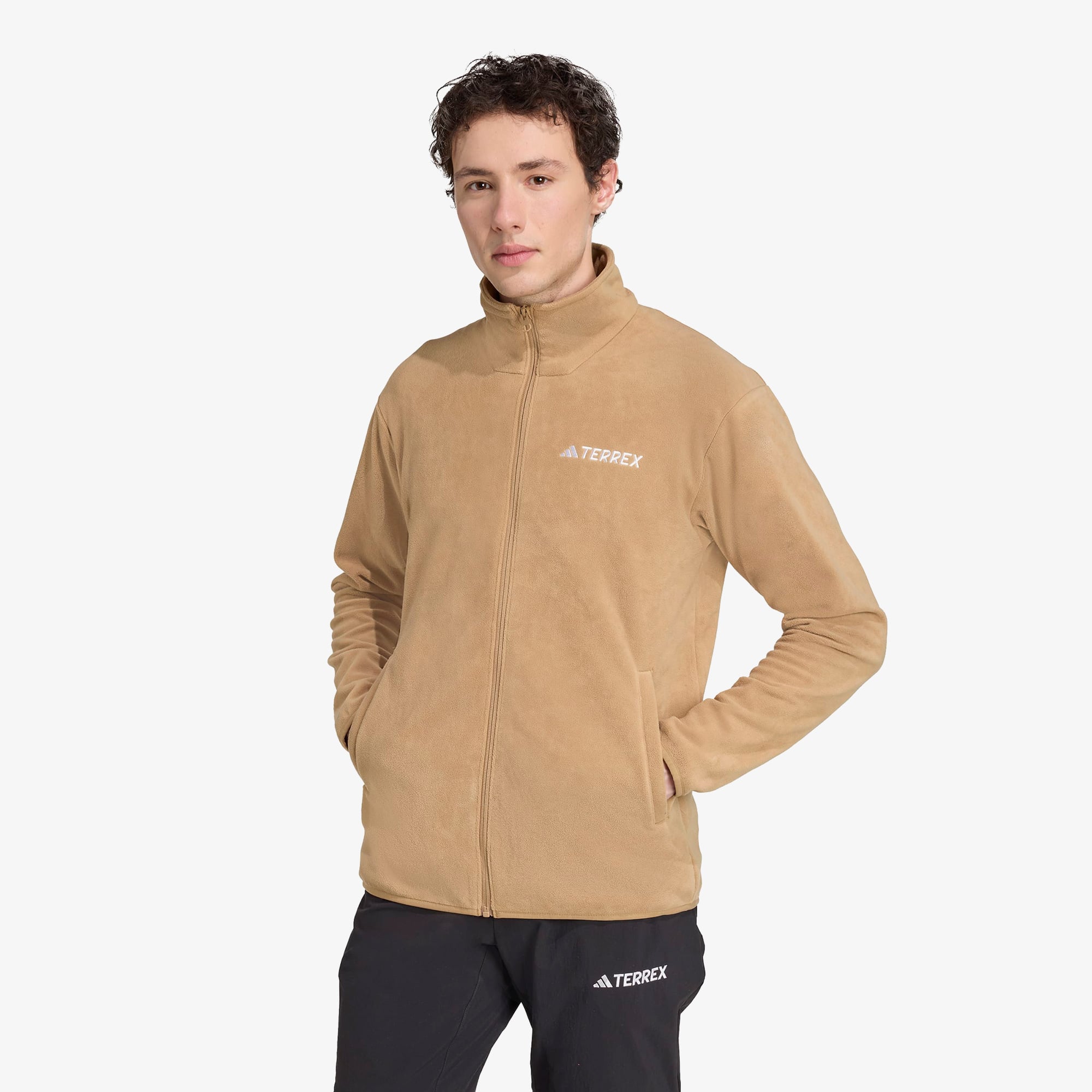  adidas Multi Essentials Full Zip Fleece Erkek Kahverengi Yürüyüş Polar