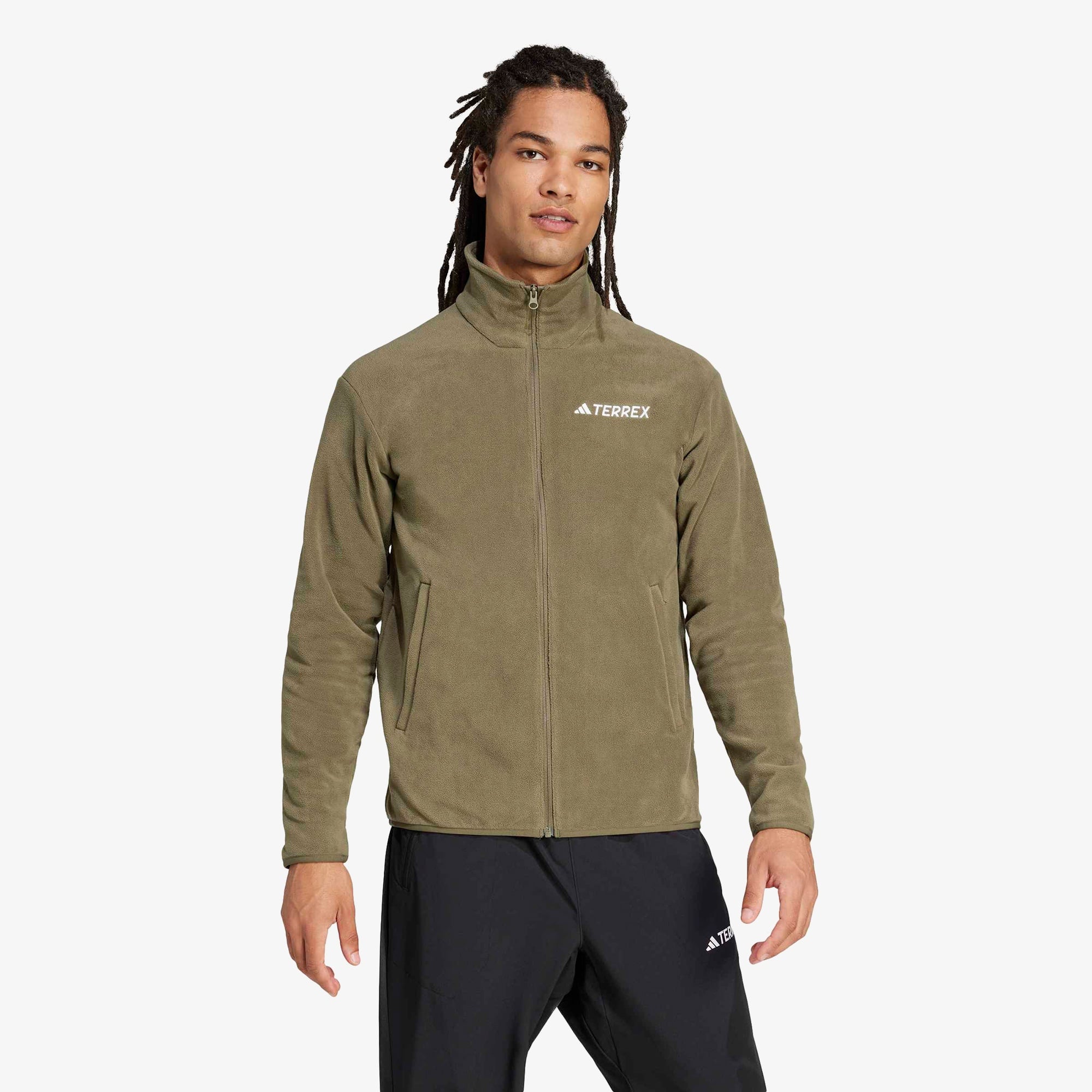 adidas Multi Essentials Full Zip Fleece Erkek Yeşil Yürüyüş Polar
