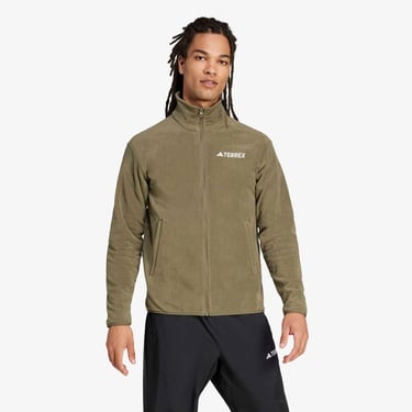  adidas Multi Essentials Full Zip Fleece Erkek Yeşil Yürüyüş Polar