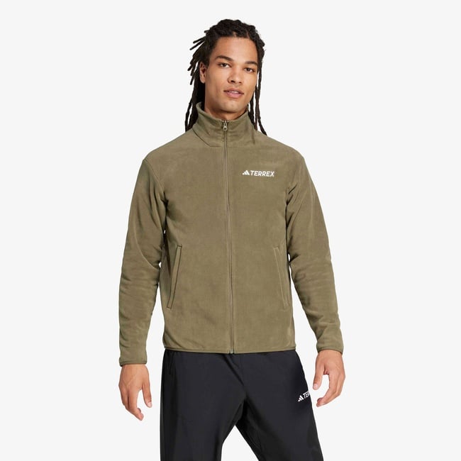  adidas Multi Essentials Full Zip Fleece Erkek Yeşil Yürüyüş Polar